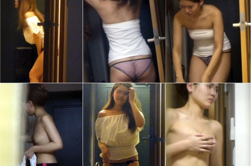 深夜帰宅の美人OL，鏡の前で念入りにボディチェック