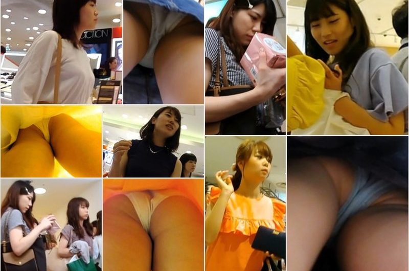 オレンジワンピな童顔お姉さんの白パンツを拝見(No.34)