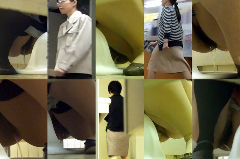 若いOL4名と熟女OL9名　和式トイレ前撮り