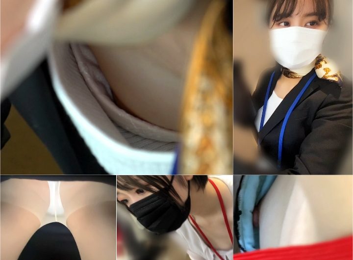 【胸ちら/乳首】2名分/裸同然のおっぱい、受付嬢のお茶酌み・研修中の新人胸チラ【丸見え】