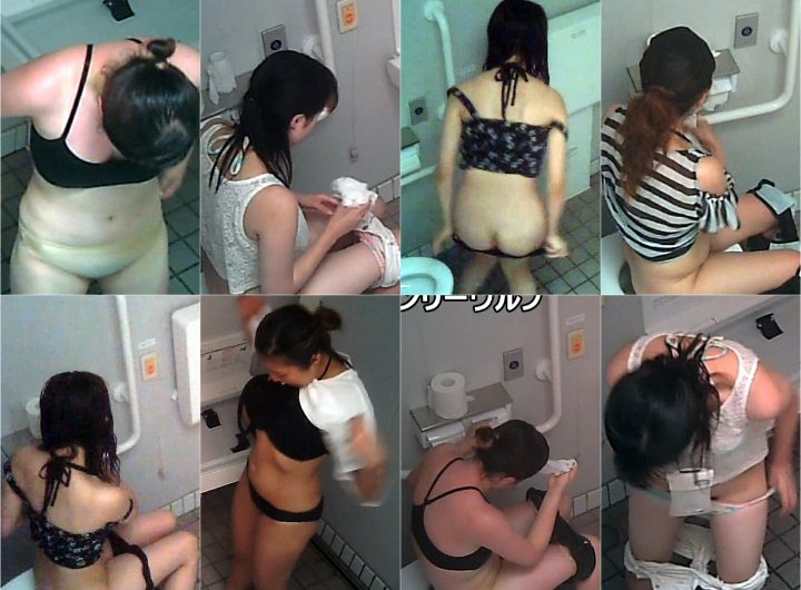 トイレ安らぎ極⑫薄着短パンなので大胆です。悶絶美女たち全５名