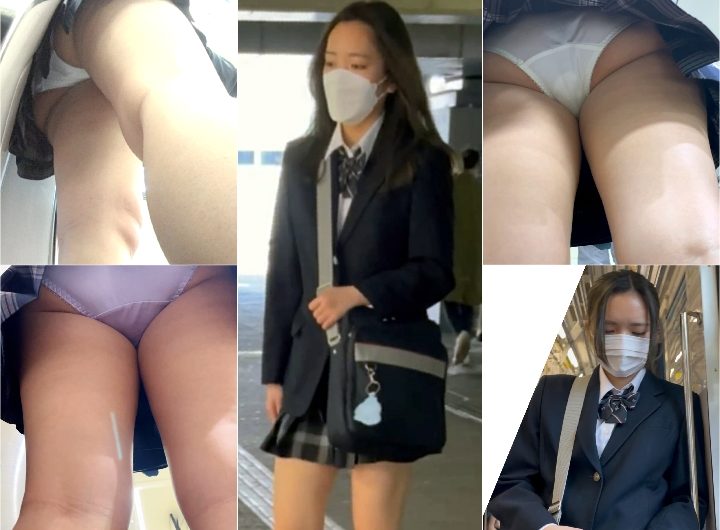 【5日間粘着】美人JK！紺チェックめくりました①