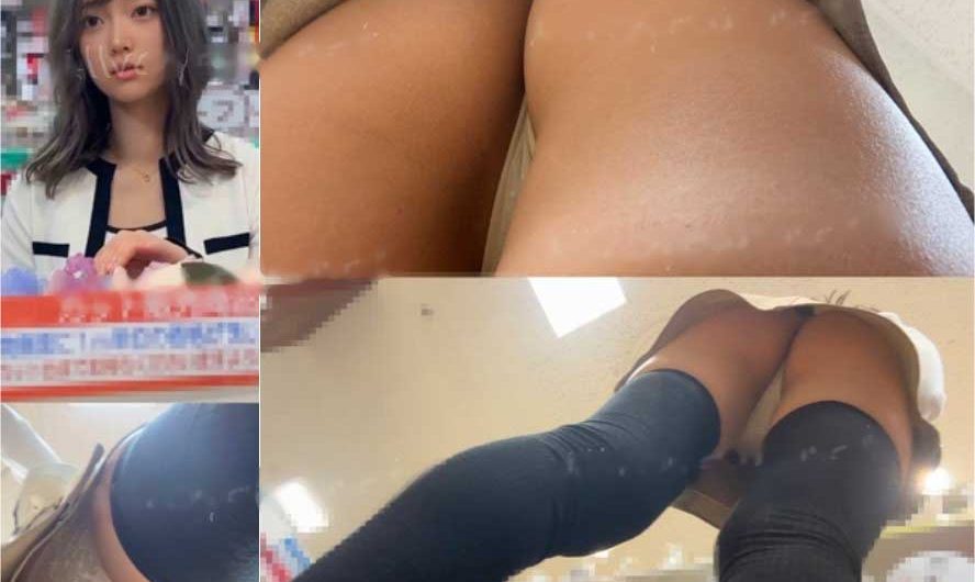 【アパレル店員胸チラ、パンチラシリーズ④ 】インフルエンサークラスの超美女 ！！美尻と食い込みパンティの超接写♡